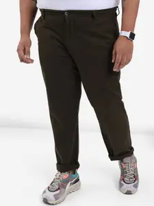 HIGHLANDER Men Olive Green Plus Size Slim Fit Trousers