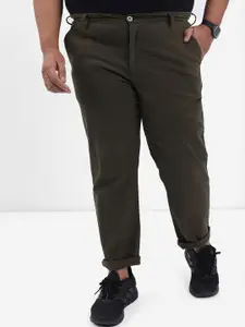 HIGHLANDER Men Olive Green Plus Size Slim Fit Trousers