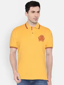 John Players Men Yellow Solid Polo Collar T-shirt