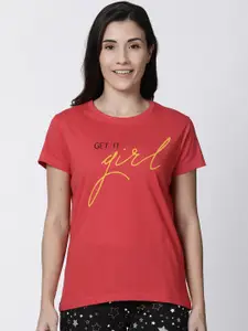 Kryptic Typography Printed Pure Cotton Lounge Tshirt