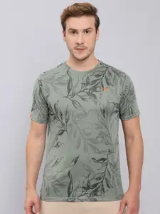 Technosport Floral Printed Antimicrobial Slim Fit Cotton T-shirt