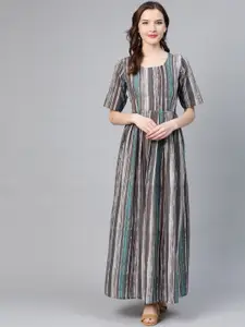 Idalia Round Neck Striped Maxi Dress