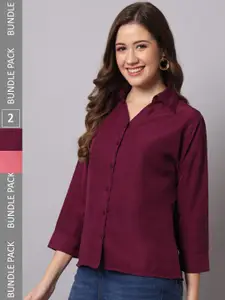 Funday Fashion Pack Of 2 Spread Collar Casual Shirt