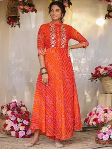 SCAKHI Bandhani Printed Georgette Ethnic Dress