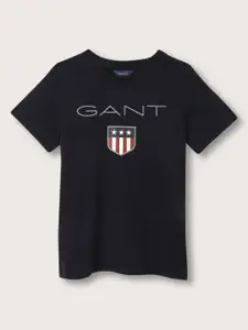 GANT Boys Typography Printed Round Neck Cotton T-shirt