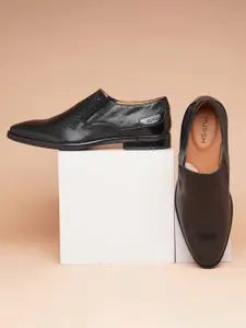 Ruosh Men Textured Leather Formal Slip-Ons