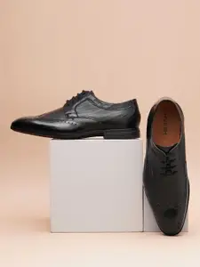 Ruosh Men Textured Leather Formal Brogues