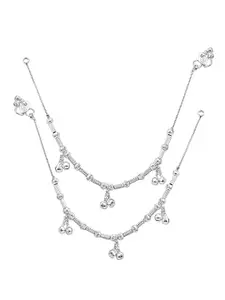 RUHI COLLECTION Silver-Plated Beaded Anklets