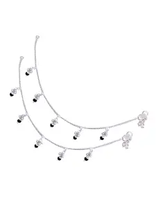 RUHI COLLECTION Silver-Plated Beaded Anklets