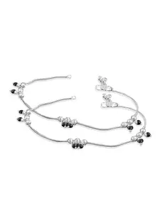 RUHI COLLECTION Silver-Plated Beaded Anklets