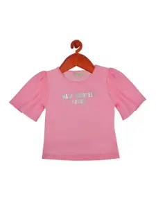 Tiny Girl Typography Printed Puff Sleeve Top