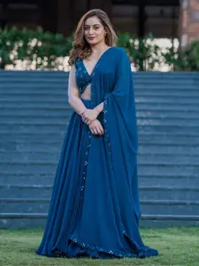 HOUSE OF JAMOTI Embellished Mirror Work Ready to Wear Lehenga Choli With Dupatta