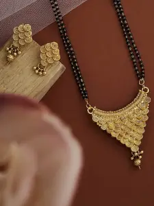 ATIBELLE Gold-Plated Beaded Mangalsutra With Earrings