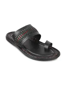 Metro Men One Toe Textured Leather Comfort Sandals