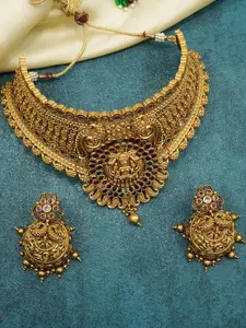 GRIIHAM Gold-Plated AD-Studded Choker Necklace With Earring