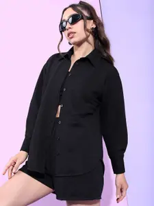 Tokyo Talkies Women Structured Knitted Shirt with Short