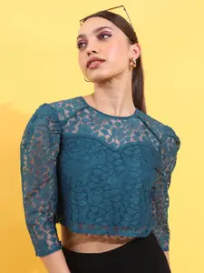 Tokyo Talkies Puff Sleeve Lace Top