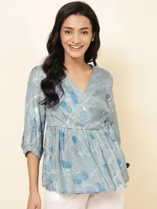 Fabindia Floral Printed Wrap Top