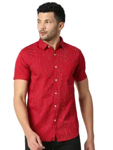 VALEN CLUB Spread Collar Slim Fit Conversational Printed Cotton Casual Shirt
