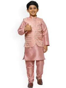 Pro-Ethic STYLE DEVELOPER Boys Mandarin Collar Kurta With Pyjamas & Nehru Jacket