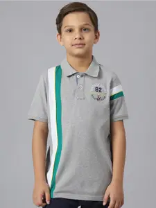 Beverly Hills Polo Club Boys Striped Polo Collar Pure Cotton T-shirt