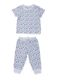 Gini and Jony Infant Boys Printed Pure Cotton T-shirt with Pyjamas