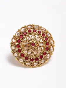 Aazeen Gold-Plated American Diamond Studded Finger Ring