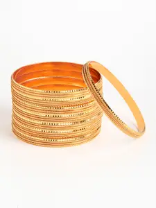 Aazeen Set Of 8 Gold-Plated Textured Classic Bangles
