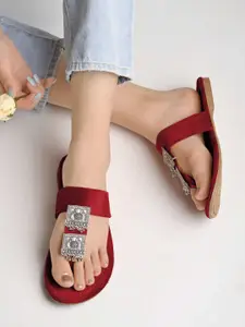 Shoetopia Women Embellished Open Toe Flats
