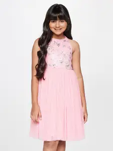 AND Girls Halter Neck Fit & Flare Dress