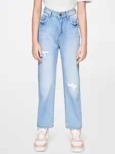 AND Girls Mid-Rise Low Distressed Heavy Faded Pure Cotton Jeans