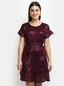 V-Mart Sequined Cotton Sheath Dress