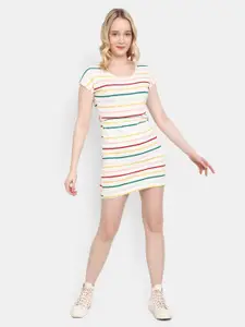 V-Mart Striped Cotton Mini T-shirt Dress