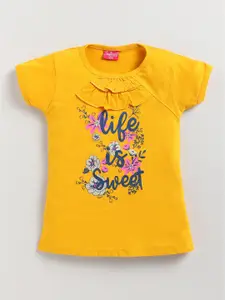 Redden Girls Graphic Printed Ruffled Detail Pure Cotton Top