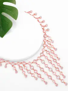 GIVA 925 Sterling Silver Rose Gold-Plated CZ Stone Studded Necklace