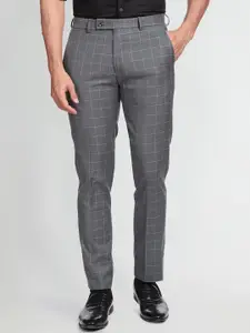 Arrow Men Checked Slim Fit Mid-Rise Trousers