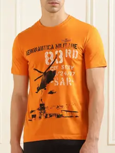 Aeronautica Militare Typography Printed Cotton T-Shirt