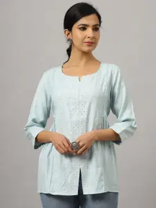 Amchoor Floral Embroidered Casual Top