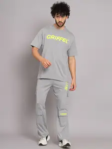 GRIFFEL Men Printed Cotton Loose Fit Track Suit