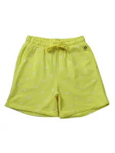 Gini and Jony Girls Floral Printed Mid Rise Knitted Cotton Shorts