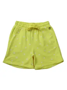 Gini and Jony Girls Floral Printed Mid Rise Knitted Cotton Shorts