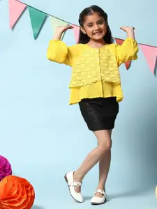 Biba Girls Self Design Cotton Tiered Top