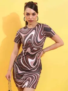 KETCH Abstract Printed Bodycon Mini Dress