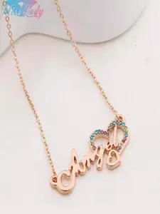 UNIVERSITY TRENDZ Gold-Plated Crystal Studded Angel Name Heart Necklace