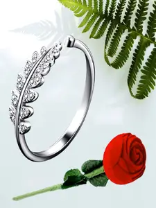 UNIVERSITY TRENDZ UNIVERSITY TRENDZ Silver-Plated Crystal-Studded Adjustable Finger Ring