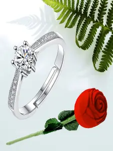 UNIVERSITY TRENDZ UNIVERSITY TRENDZ Silver-Plated Crystal-Studded Finger Ring