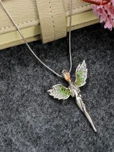 UNIVERSITY TRENDZ Silver-Plated Crystal Angel Necklace