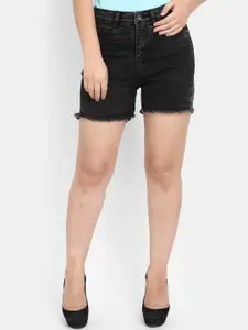 V-Mart Women Mid-Rise Washed Cotton Denim Shorts