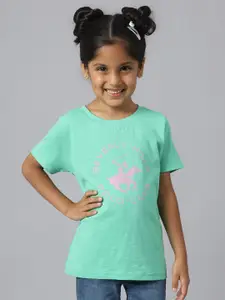 Beverly Hills Polo Club Girls Typography Pure Cotton Neck T-shirt