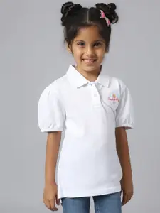 Beverly Hills Polo Club Girls Polo Collar Puff Sleeve T-shirt